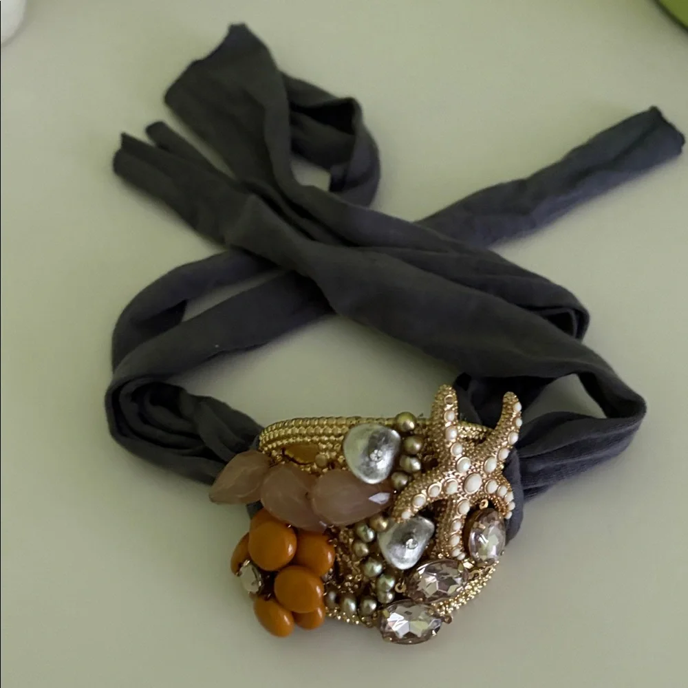 Anthropologie Starfish Embellished Bracelet. Unique piece w/ grey ties